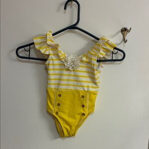 Janie and Jack Yellow Striped Kids Swim One Piece in Sz 2T